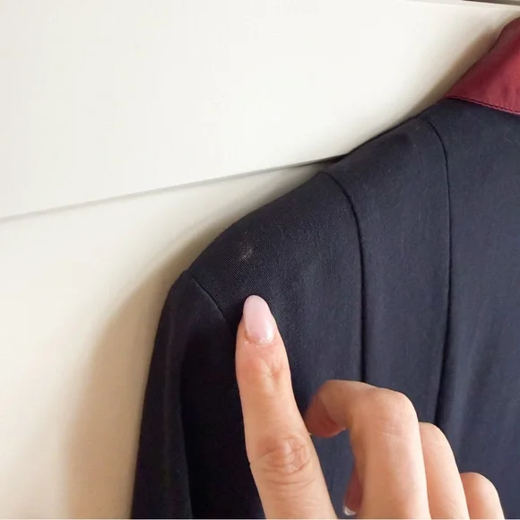 Vintage Le Chateau Navy Blue Mini Dress Satin Trim Pleated Coat Dress Size 7 - Picture 9 of 10